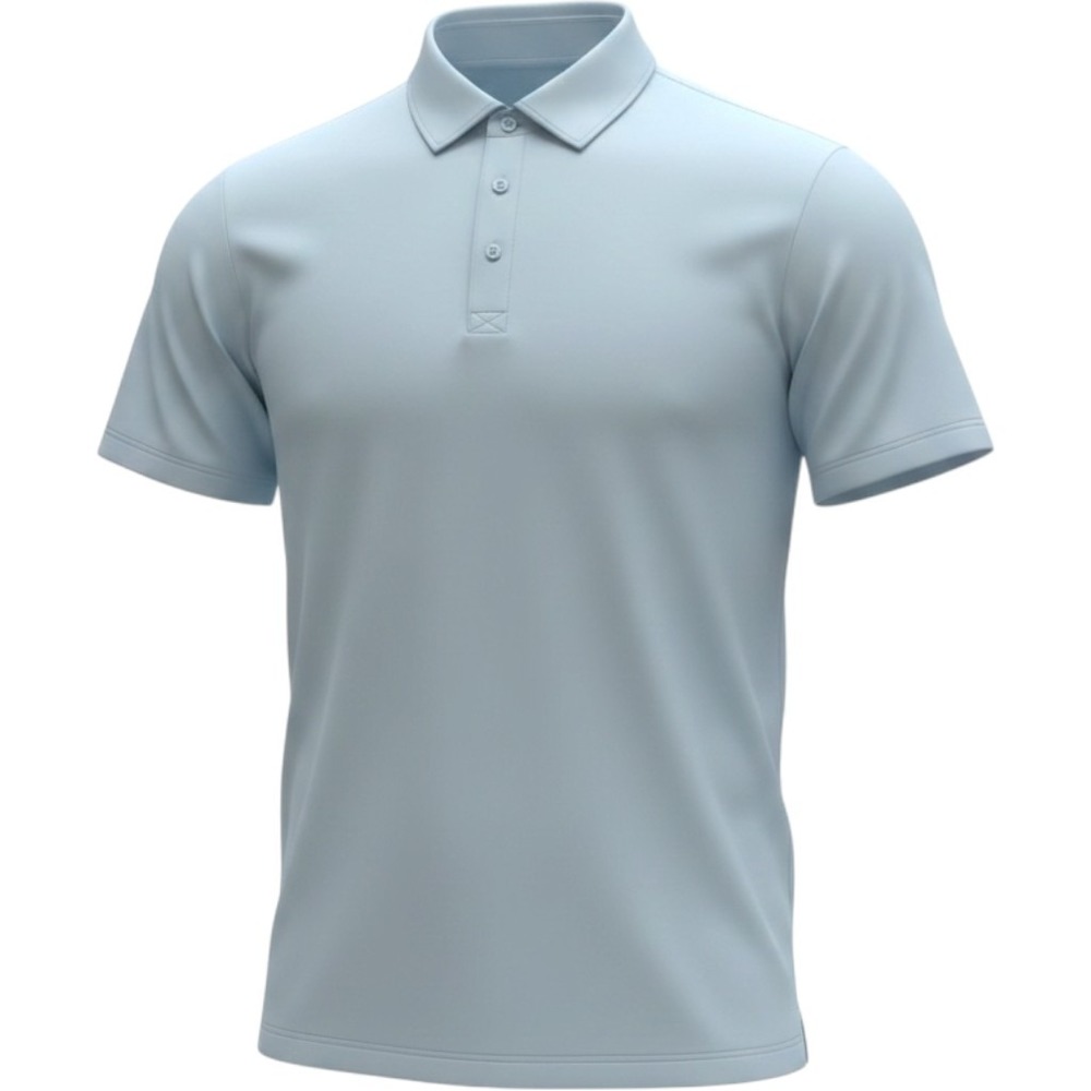 Collars & Co. Dress Collar Polo Medium Light Blue Short Sleeve Performance Shirt